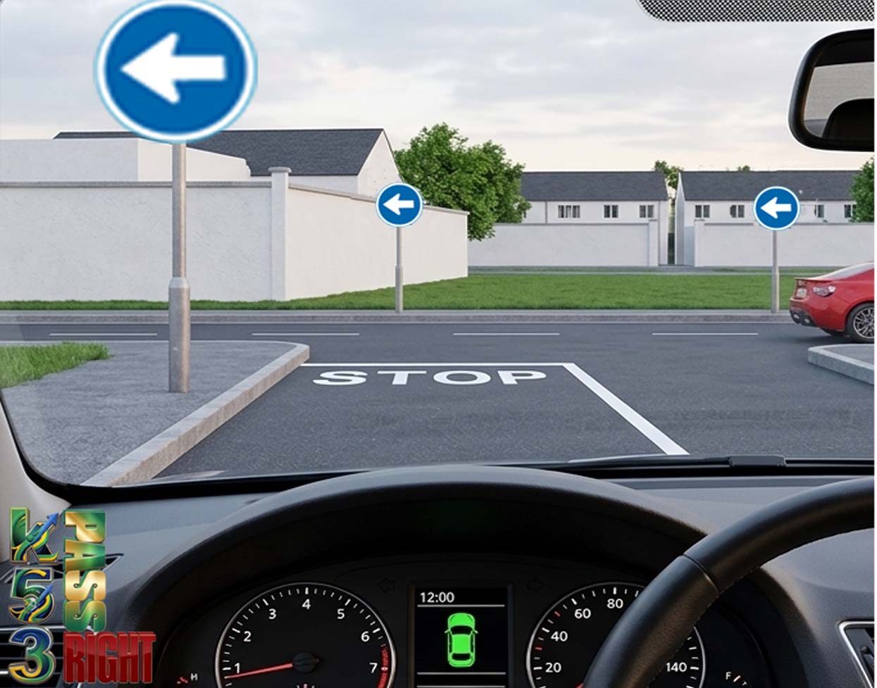 Proceed left right straight only sign example
